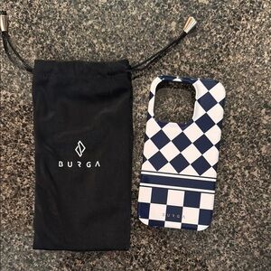 Burga Blue and White Checkered iPhone 15 pro Case